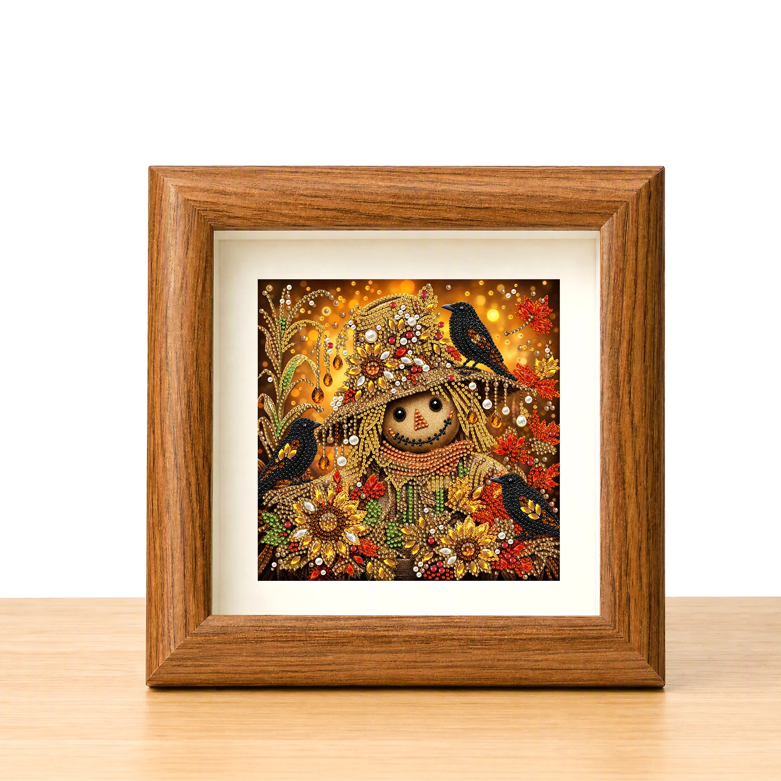 Wood Frame Home Decor Square Foldable Stand Display