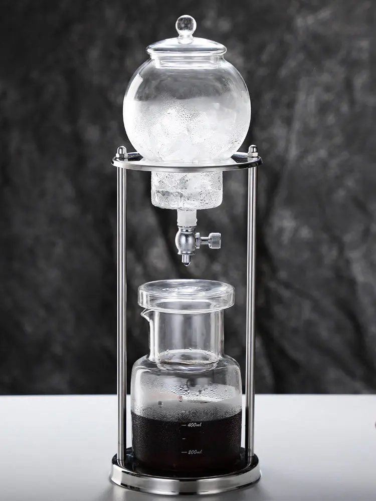 Household Glass Ice Drip Coffee Maker Japanese Cold Brew Dripper Pot for Home Coffee and Tea Preparation