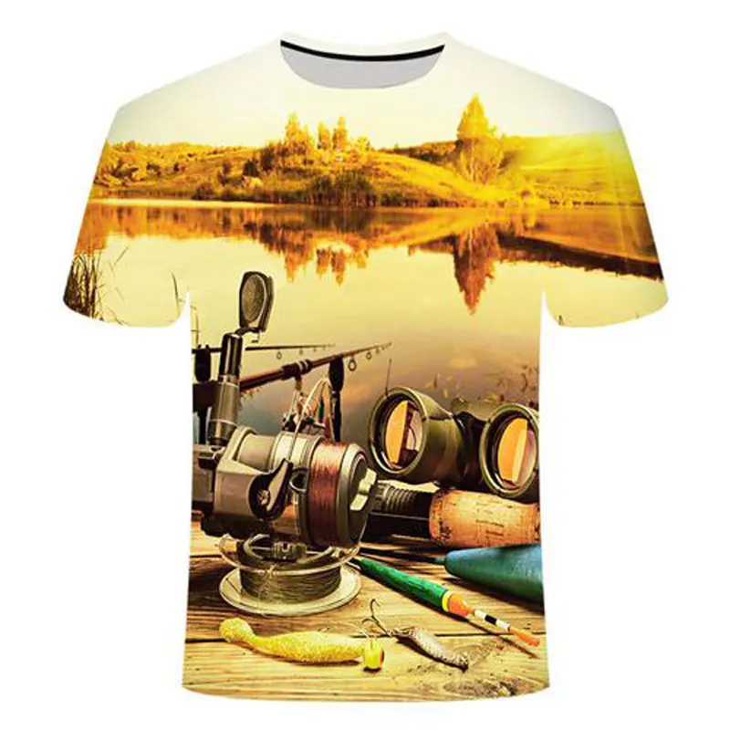 2022 Summer Fishing Graphic T-shirt For Men Fashion Casual Natural Style Pattern T-shirt New 3D Print Sport Short Sleeve T-shirt