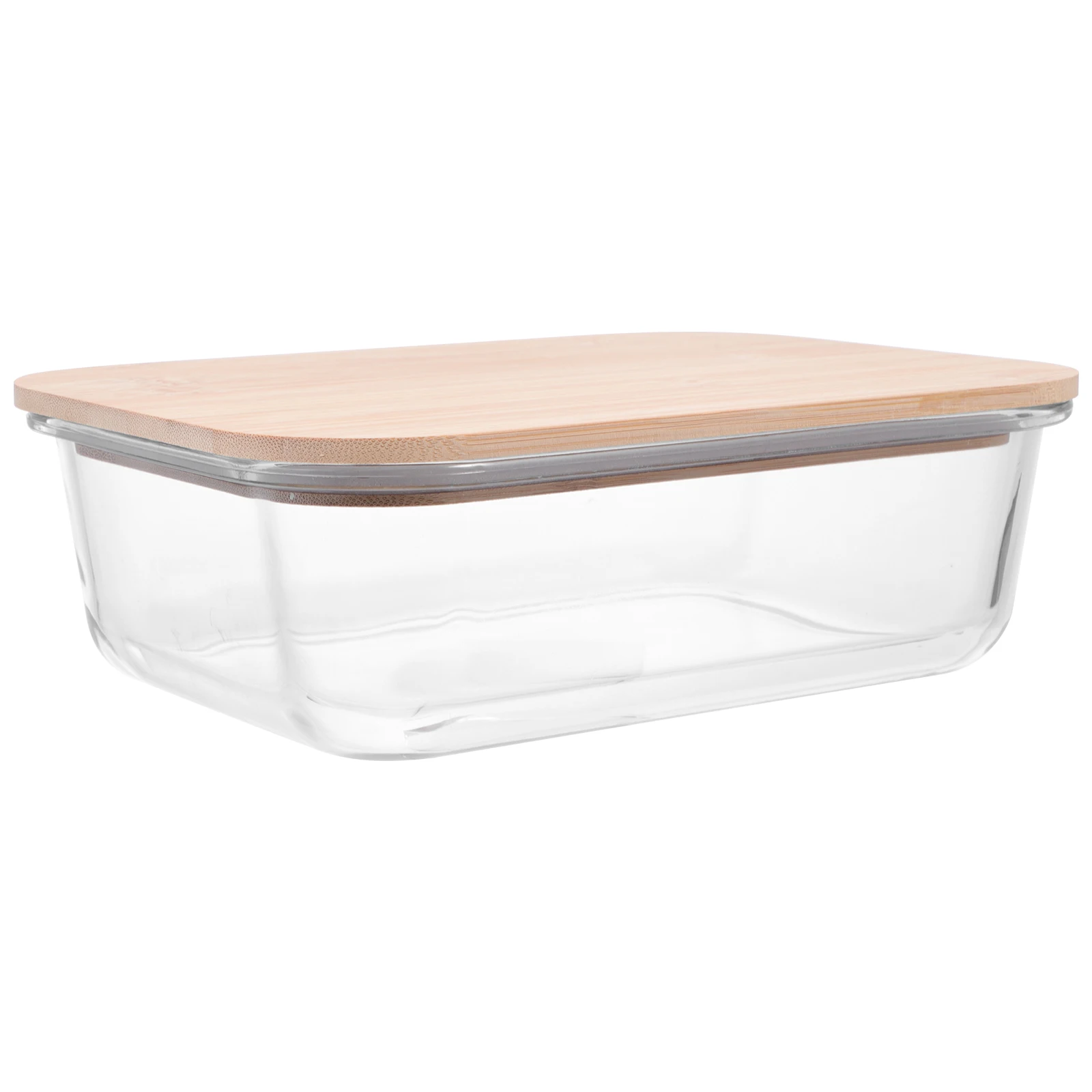 

Bamboo Wood Cover Glass Food Container Portable Lunch Box 450ml Microwave Safe Work School Picnic Party Kitchen Barware