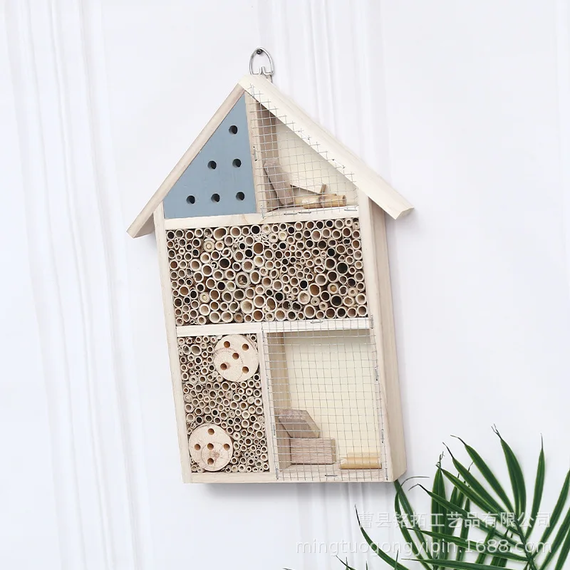 Wall‑Mounted Insect Bug Hotel Ornament, Garden Decor House for Attracting Insects & Observing Insect Breeding Reproduction