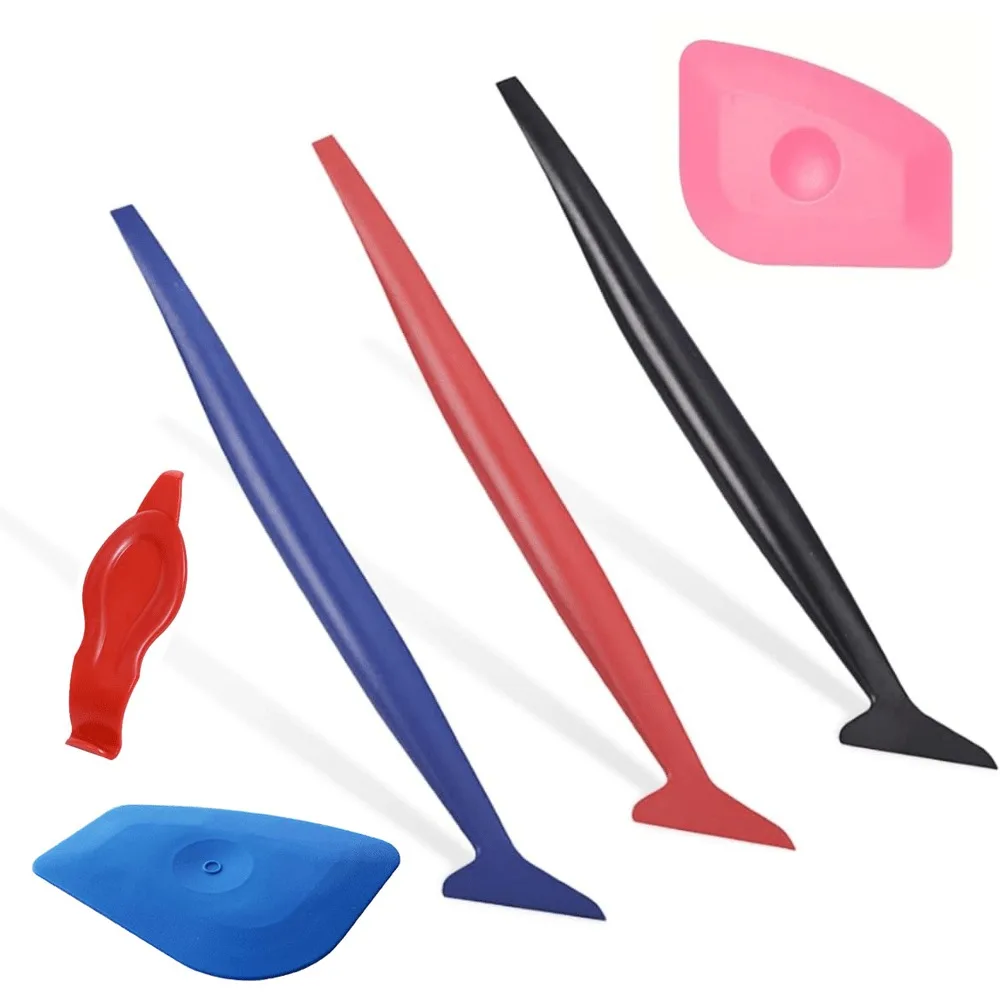 6pcs Car Micro Scraper Curved Groove Film Application Tool Set Automotive Vinyl Wrap Tool Kit Flexible Vinyl Wrapping Tool