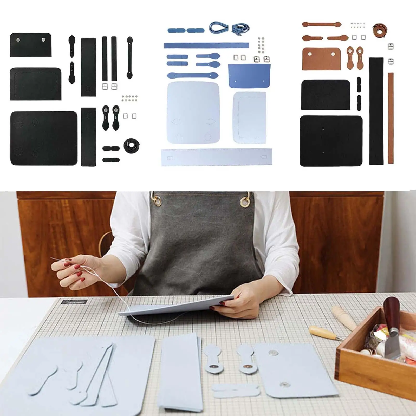 1 Set DIY Leather Shoulder Bag Making Supplies Womens Bag Sewing Leathercrafts Handmade Full Tools for Beginners