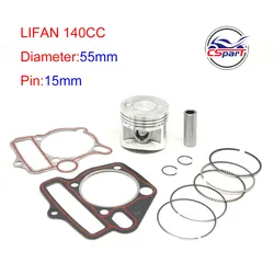 LF140 55MM 15MM Piston Rings Gasket Kit  1P55FMJ Lifan 140CC  Kaya Xmotos Apollo orion Dirt Pit Bikes Parts