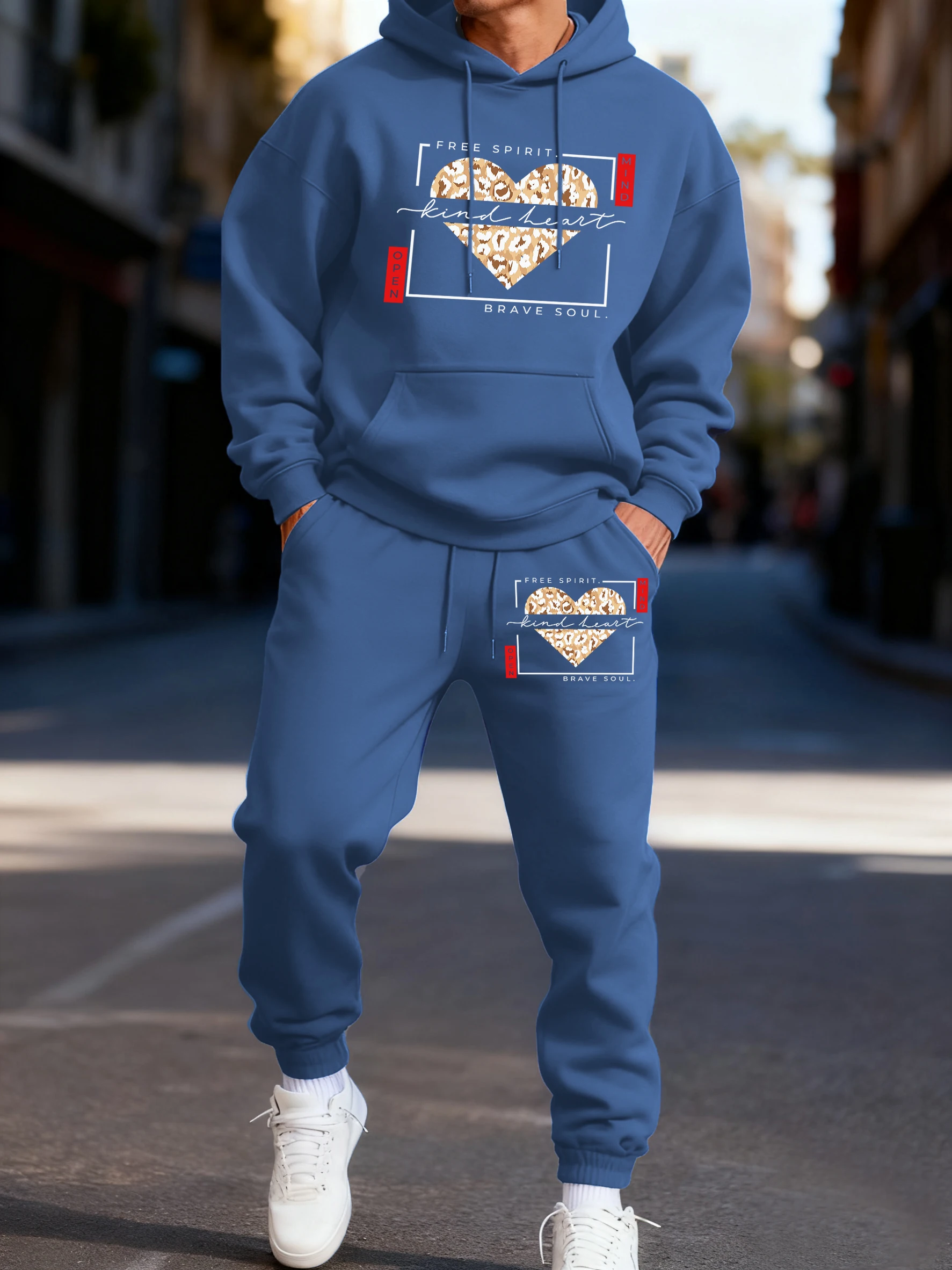 

Free Spirit Kind Heart Brave Soul Prints Мужская удобная толстовка с флисовым карманом Спортивная одежда Осенние повседневные спортивные штаны Спортивные штаны