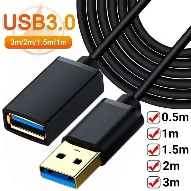 High Speed USB 3.0 Extension Cable 3/2/1M Data Sync Extender Cord for Smart TV PS4 Xbox - Fast Transfer USB 3.0 Cable image 2