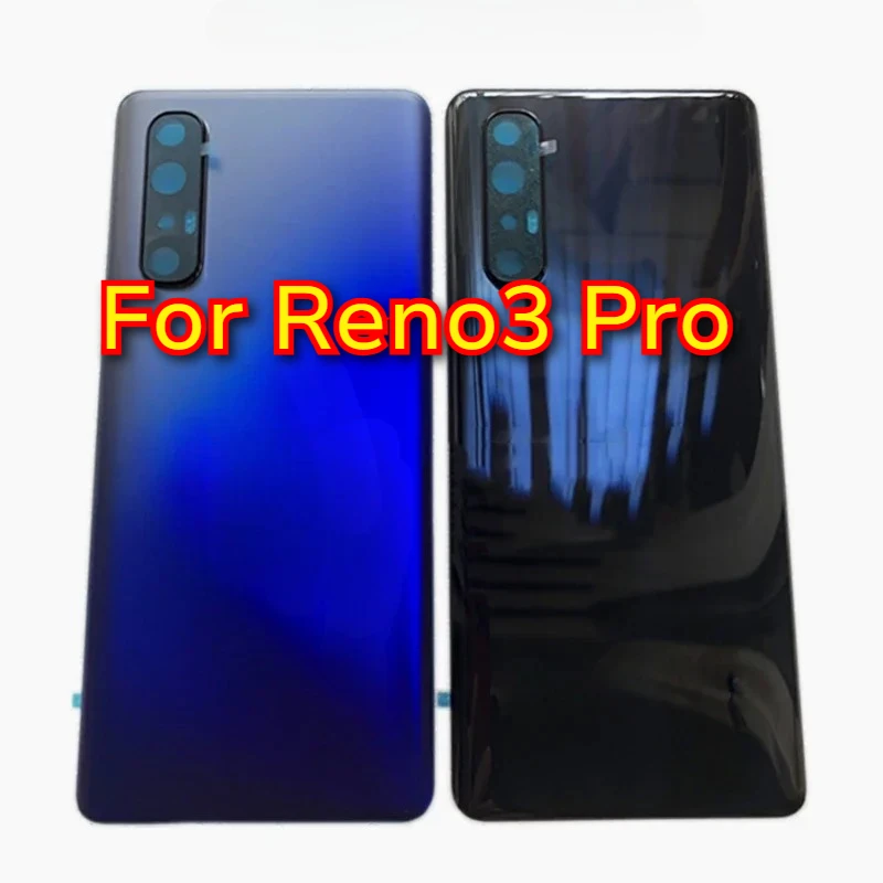 For Oppo Reno3 Pro Reno 3 Pro Back Housing Back Cover door Glass Battery Case with glue and camera glass holder