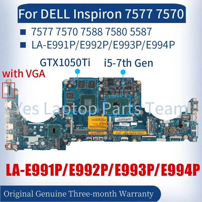 

For DELL Inspiron 7577 7570 5587 7580 7588 Laptop Mainboard LA-E991P LA-E992P LA-E993P LA-E994P 0KN44F Notebook Motherboard