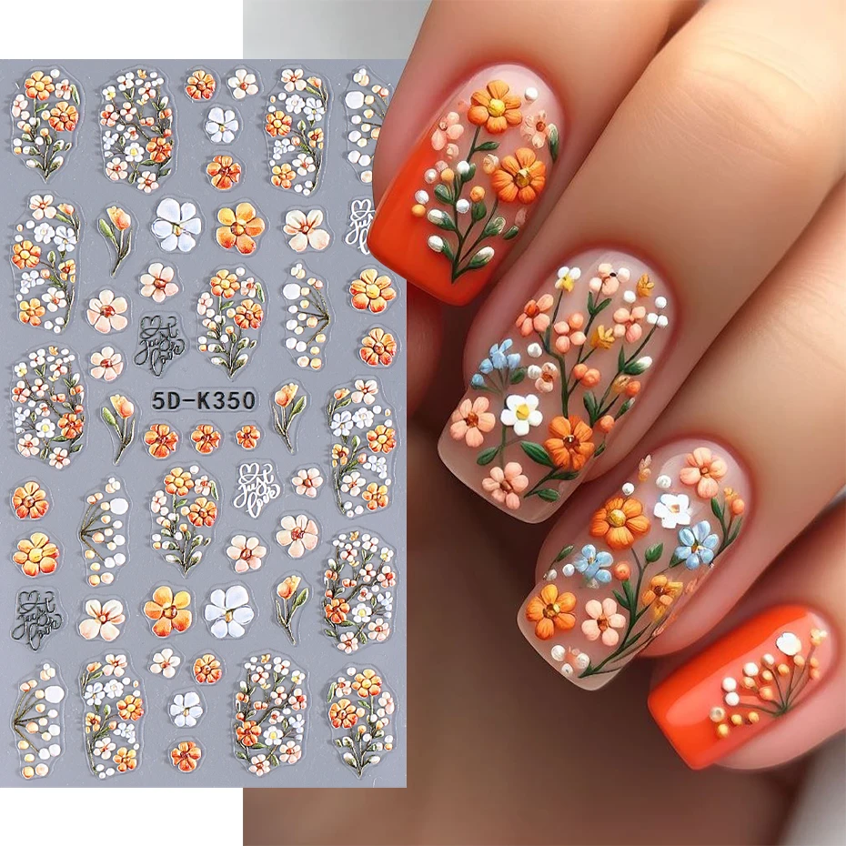 5D تنقش الربيع الصيف زهرة ليف مسمار الفن ملصق الديكور ملصق مائي أنيق لاصق المنزلق DIY بها بنفسك مانيكير اكسسوارات أدوات