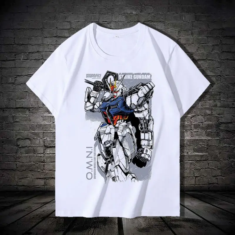 Gundam astray red frame anime camiseta 2025 verão camiseta de algodão masculino com mbp p02 robô impressão gráfica solto ajuste casual streetwear