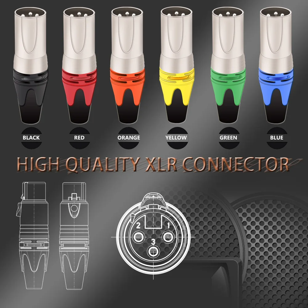 20pcs/10sets 3 Pin XLR Female Jack Male Plug Professional 3 Pole XLR Socket Plug Microphone Cable Terminal Wire Connector Silver