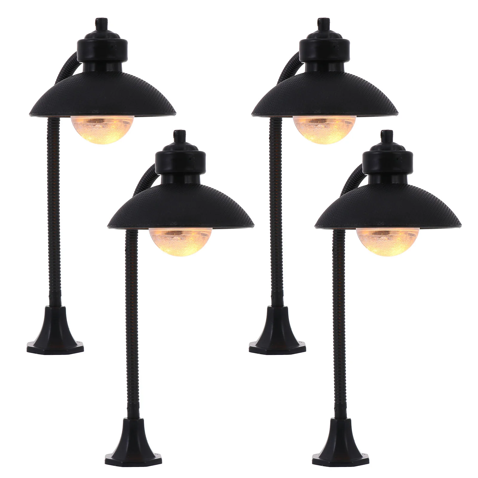 4 Pcs Plastic Street Lamp Model Plant Decor Light Ornament Gardening Mini Streetlight Lighting Pvc Pot Culture Landscape