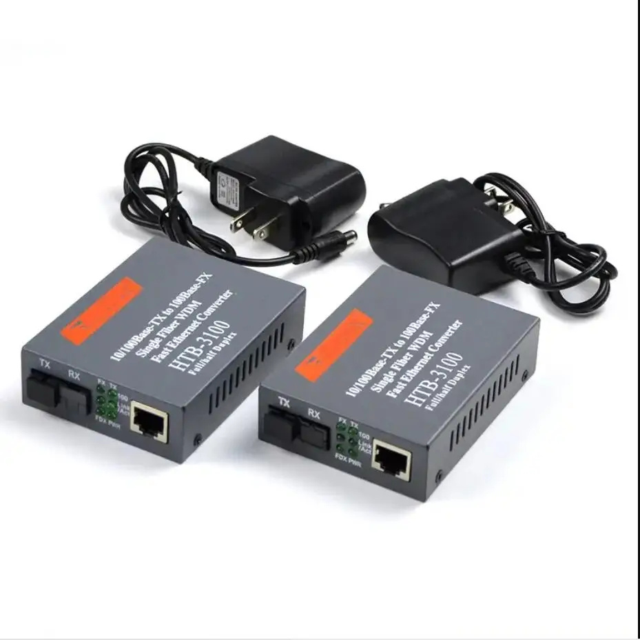 

1 Pair HTB-3100AB 20KM AB 10/100Mbps Fiber Optical Media Converter Single Mode Single Fiber SC Port A 1310nm-TX, B 1550nm-TX