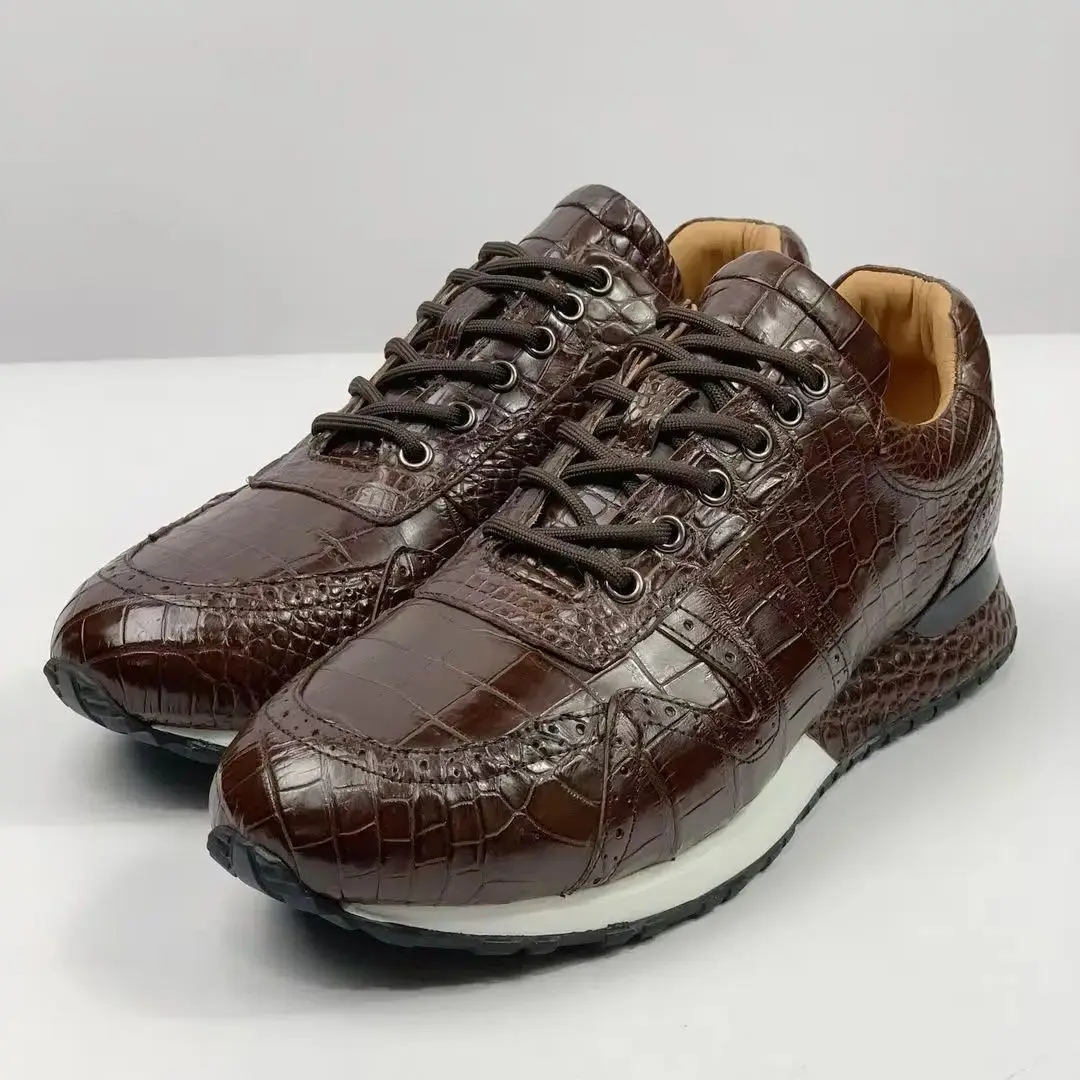 

2025 new arrival Fashion Crocodile Skin causal shoes men,male Genuine leather sneakers pdd779