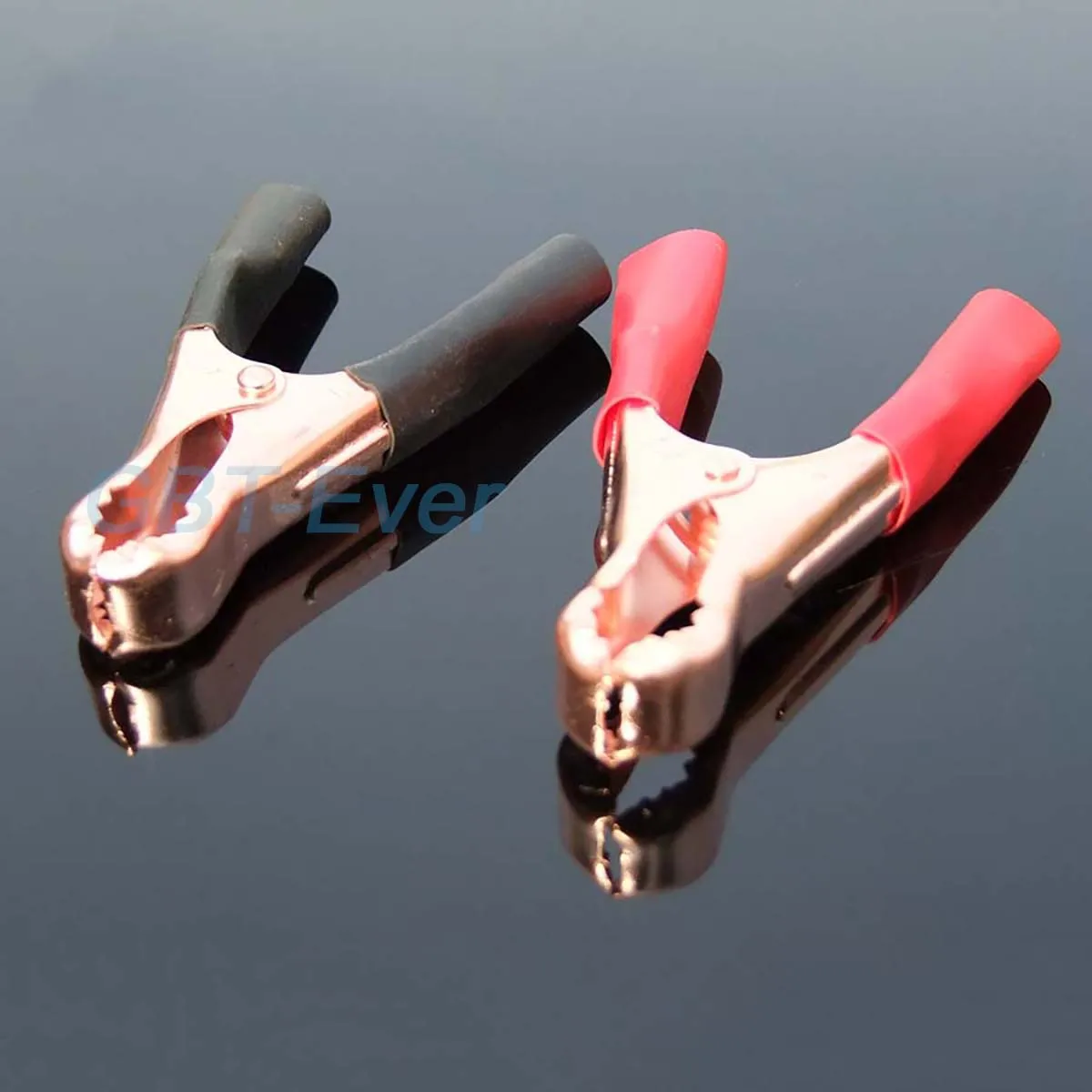 2 Pairs Battery Crocodile Type Clips 80mm Red&Black Copper Plated Iron Alligator Clips for Electric Storage Battery Car Battery