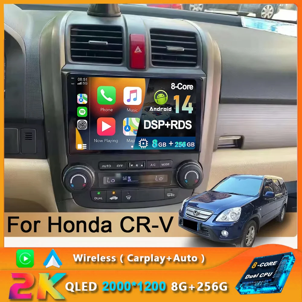 

Android 14 Car Radio for Honda CR-V 3 RE CRV 2006-2012 Multimedia Video Player 2 Din Navigation GPS Carplay DVD Head Unit Stereo