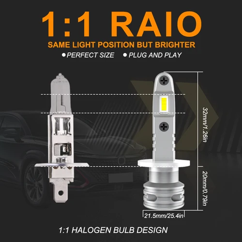 Imagen 2 del producto DRIVEVISION-faro delantero LED para coche, Bombilla canbus superbrillante, 9005 K, 12V, 2 piezas, H1, H7, H3, H4, H11, HB4, HB3, 9006, 6500