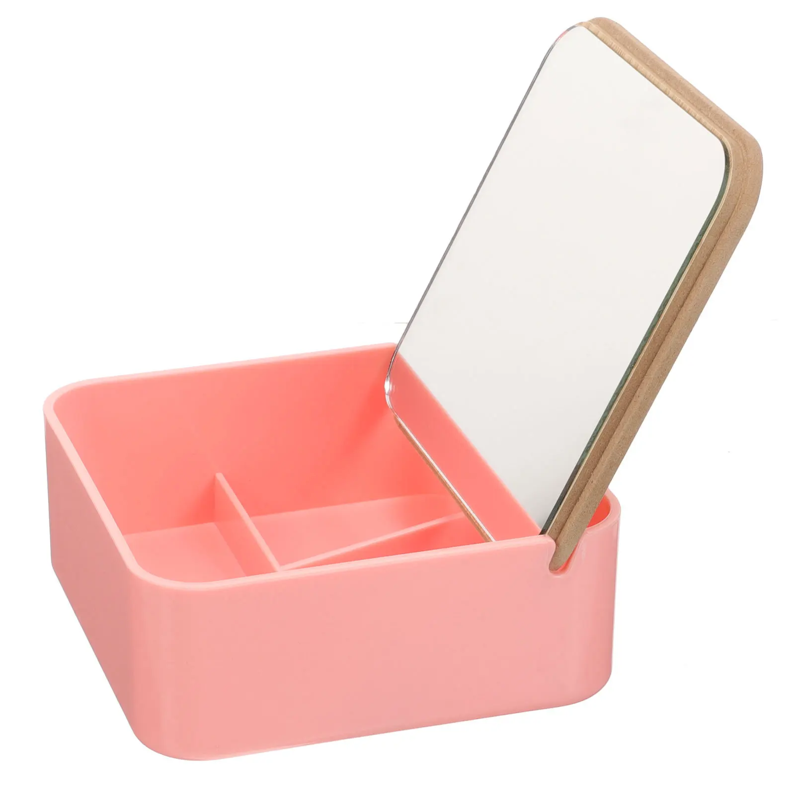 Clamshell Type Desktop Makeup Mirror Storage Box Premium Material High Definition Clear Surface Stable Base Practical Cosmetics