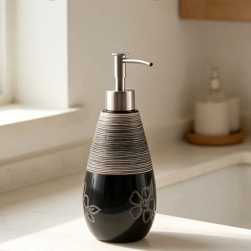 soap dispenser 350ml ceramic hand sanitizer bath gel shampoo bottle press bottle of hotel home stay lotion  dispenser bathroom