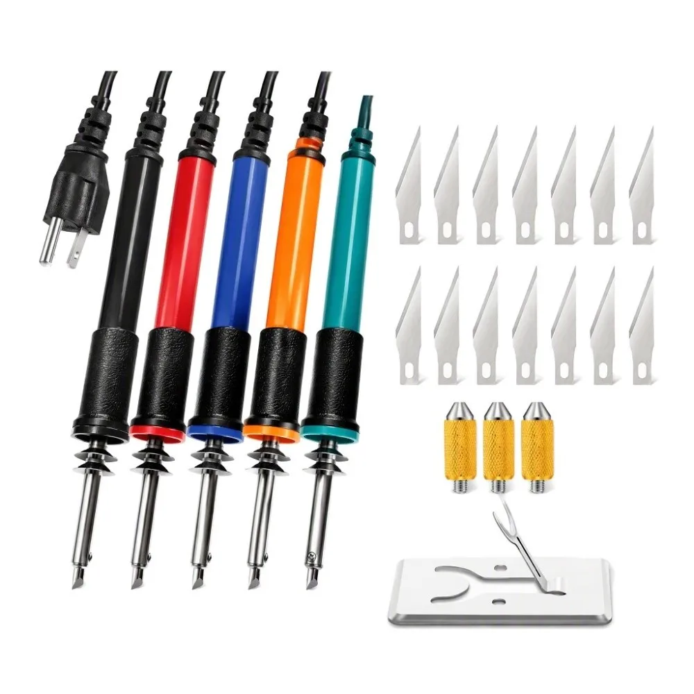 22-Pcs Wood Burning Tool Set Carving Blades Wood Burning Pen Wood Carving Kit Multiple Accessories Stable Heat