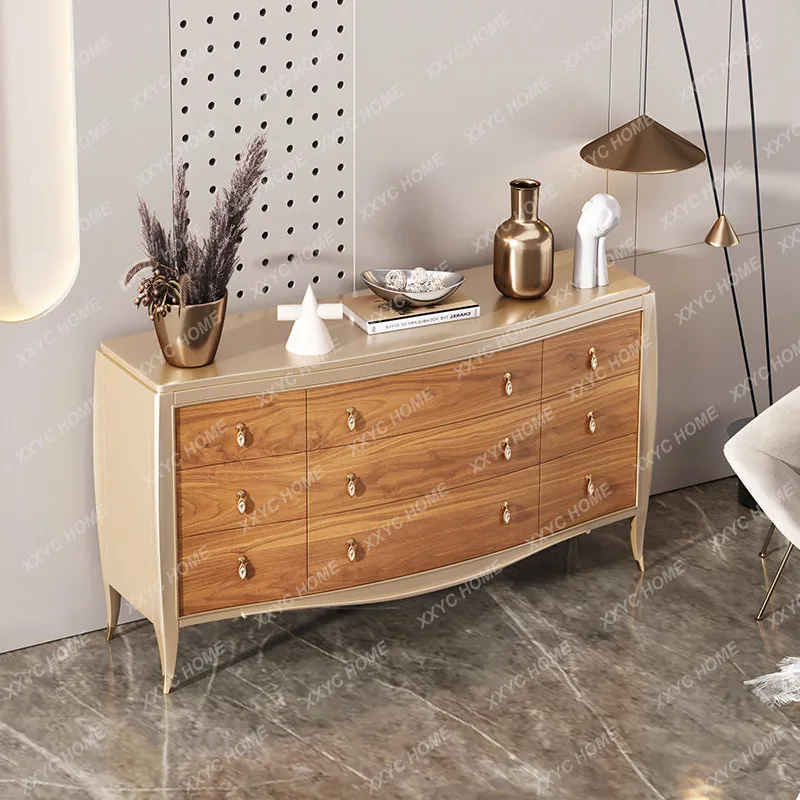 TTSolid wood chest, bedroom storage chest, TV cabinet, light luxury, high-end sense, large capacity