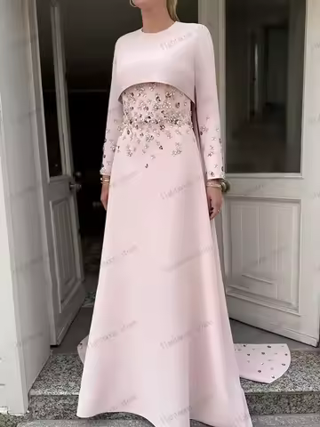 Elegant Evening Dresses Modest Prom Dress Satin Robes For Formal Party Charming Dress Muslim Vestidos De Gala Customized 2026