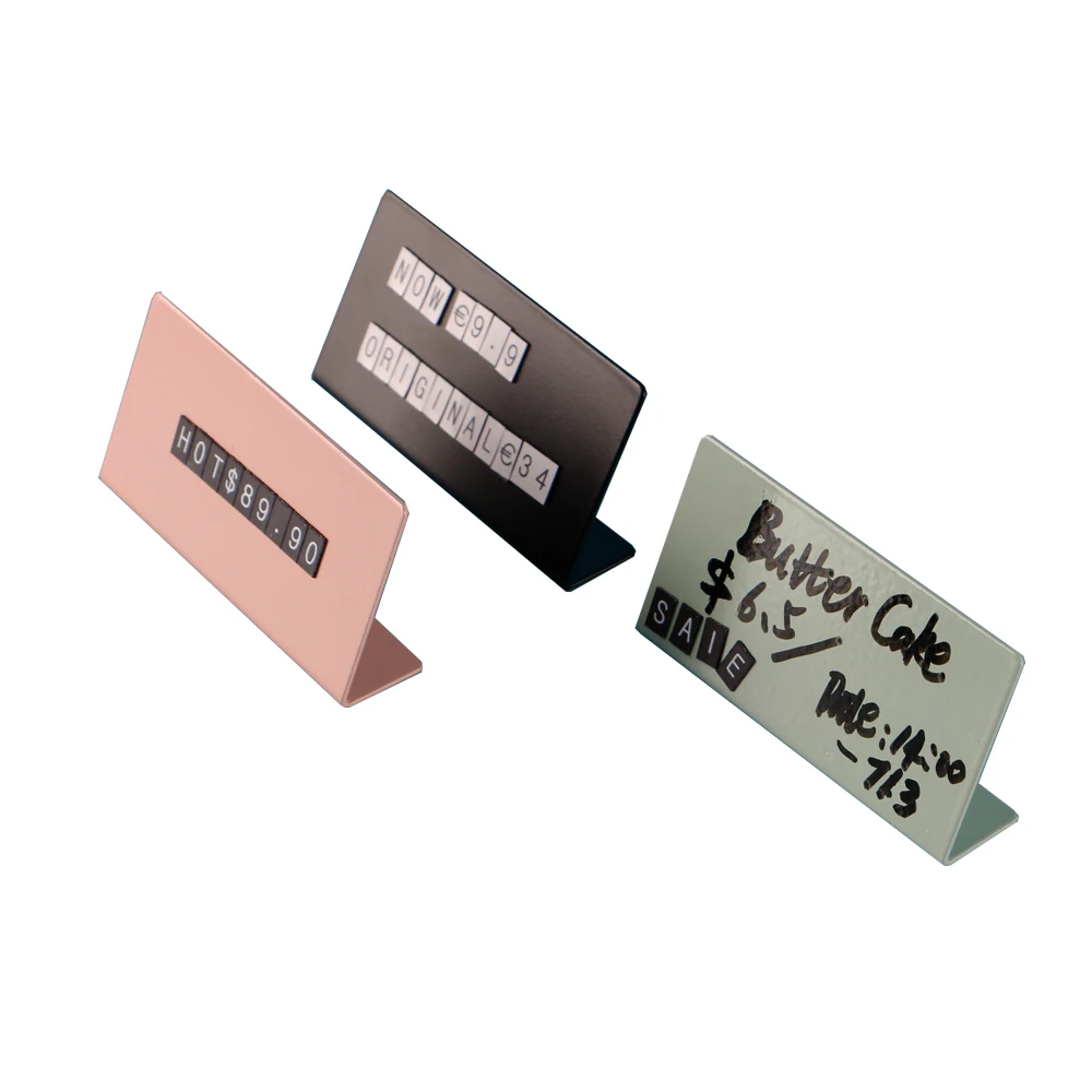 Metalen toonbankschild met verwisselbare letters - Magnetische prijs-/naamlabel voor restaurant en café - Op maat gemaakt staand display