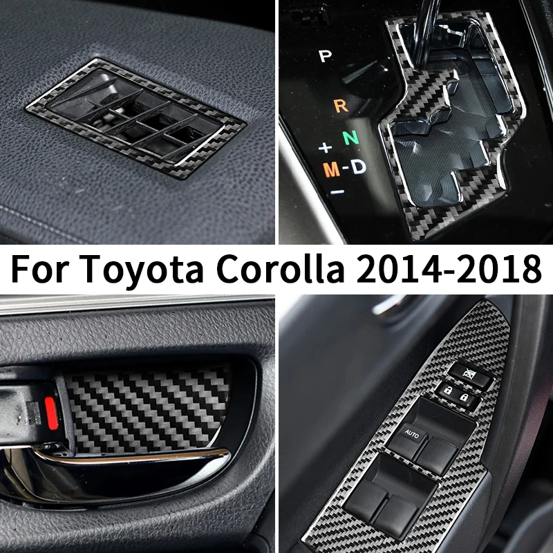 

Для Toyota Corolla 2014-2018, мягкое углеродное волокно, переключение передач, стеклоподъемное Отверстие воздуха, подходит для салона автомобиля, аксессуары