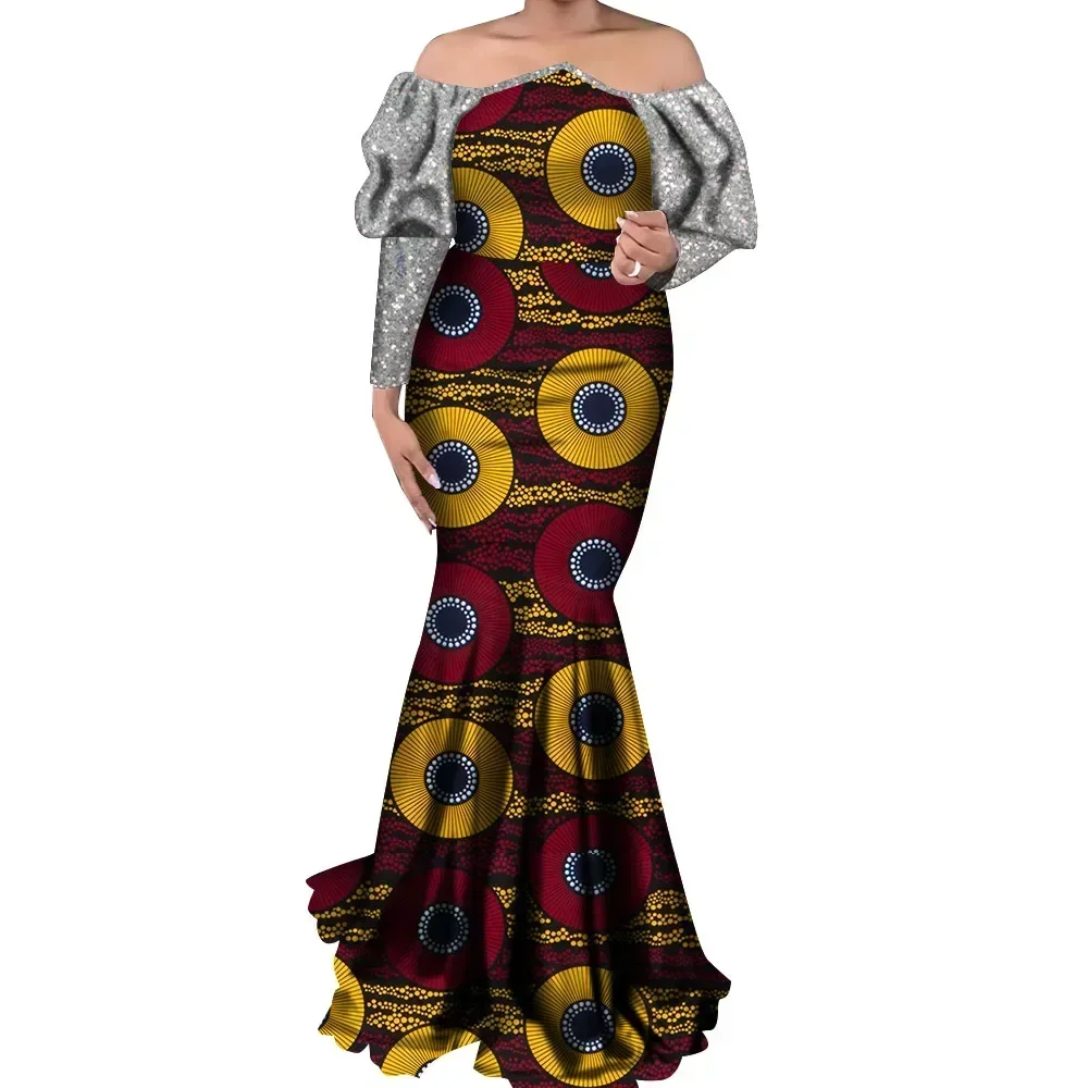 

Bintarealwax Vestidos African Dresses for Women Dashiki Elegant Party Dress Plus Size Traditional African Clothing WY9544