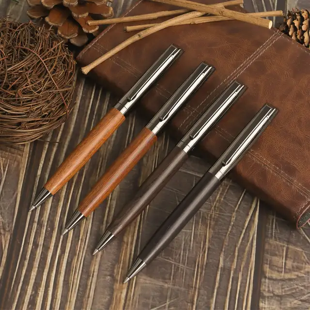 High-grade Ballpoint Pen with Metal & Wood Spliced Barrel, Smooth Writing, Minimalist Elegant Design, Black Ink, Ideal for Business Office Use 5