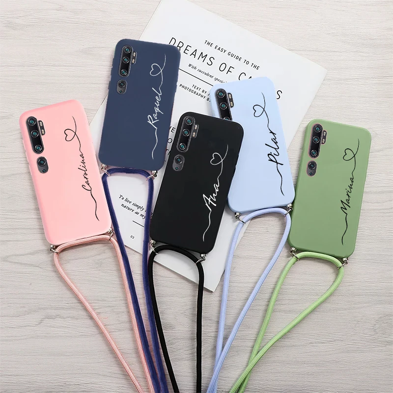 Custom Letters Name Love Strap Case For Samsung Galaxy A14 A34 A54 A51 A71 A12 A52 A52S 5G S24 S23 S22 S21 S20 FE S10 PLus cover