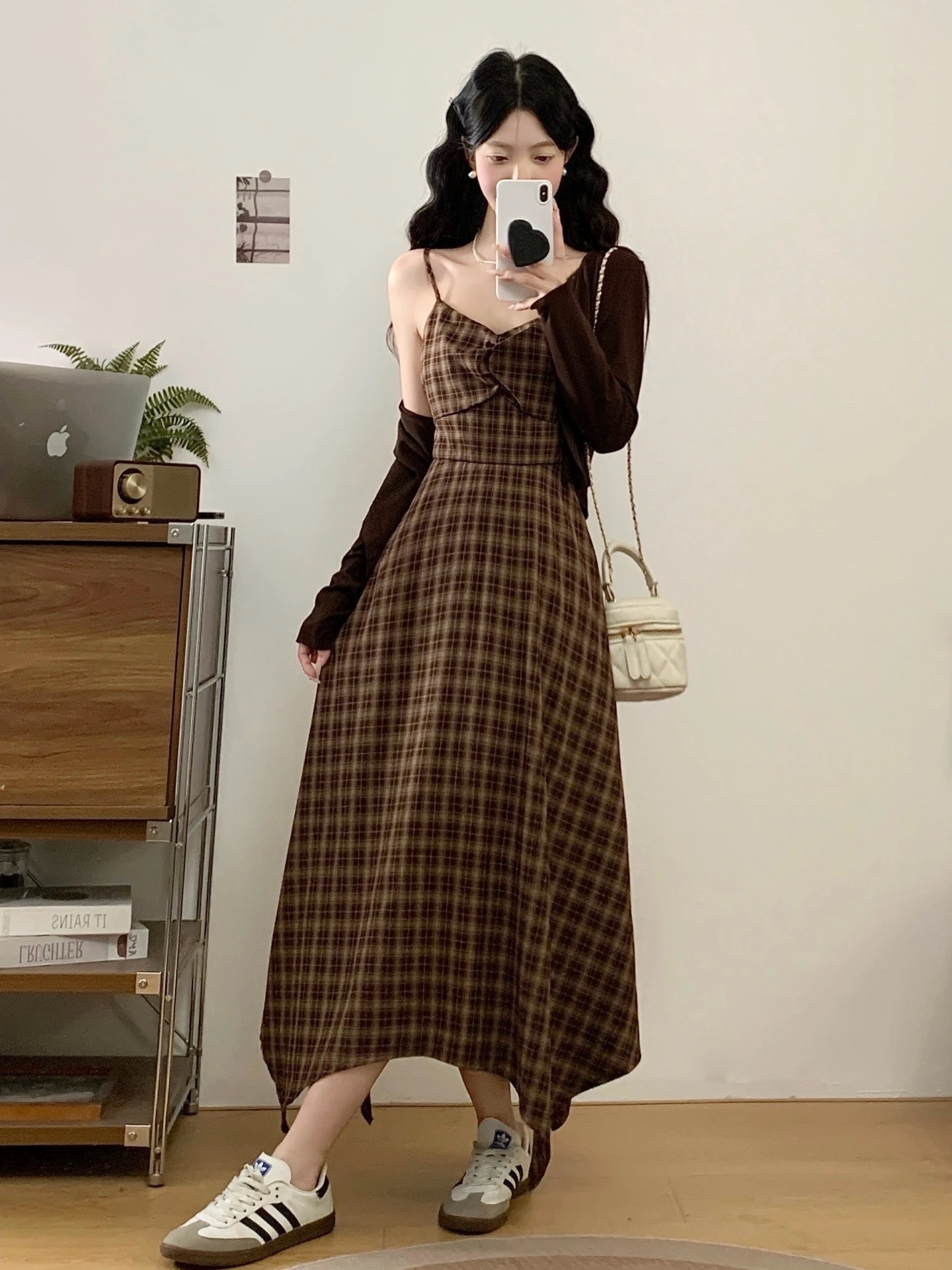 

Spring Fashion plus Size Women's Dress Shoulder Shawl Tank Top Two-Piece Set Casual Commute Style V-Neck Long Sleeve Dress