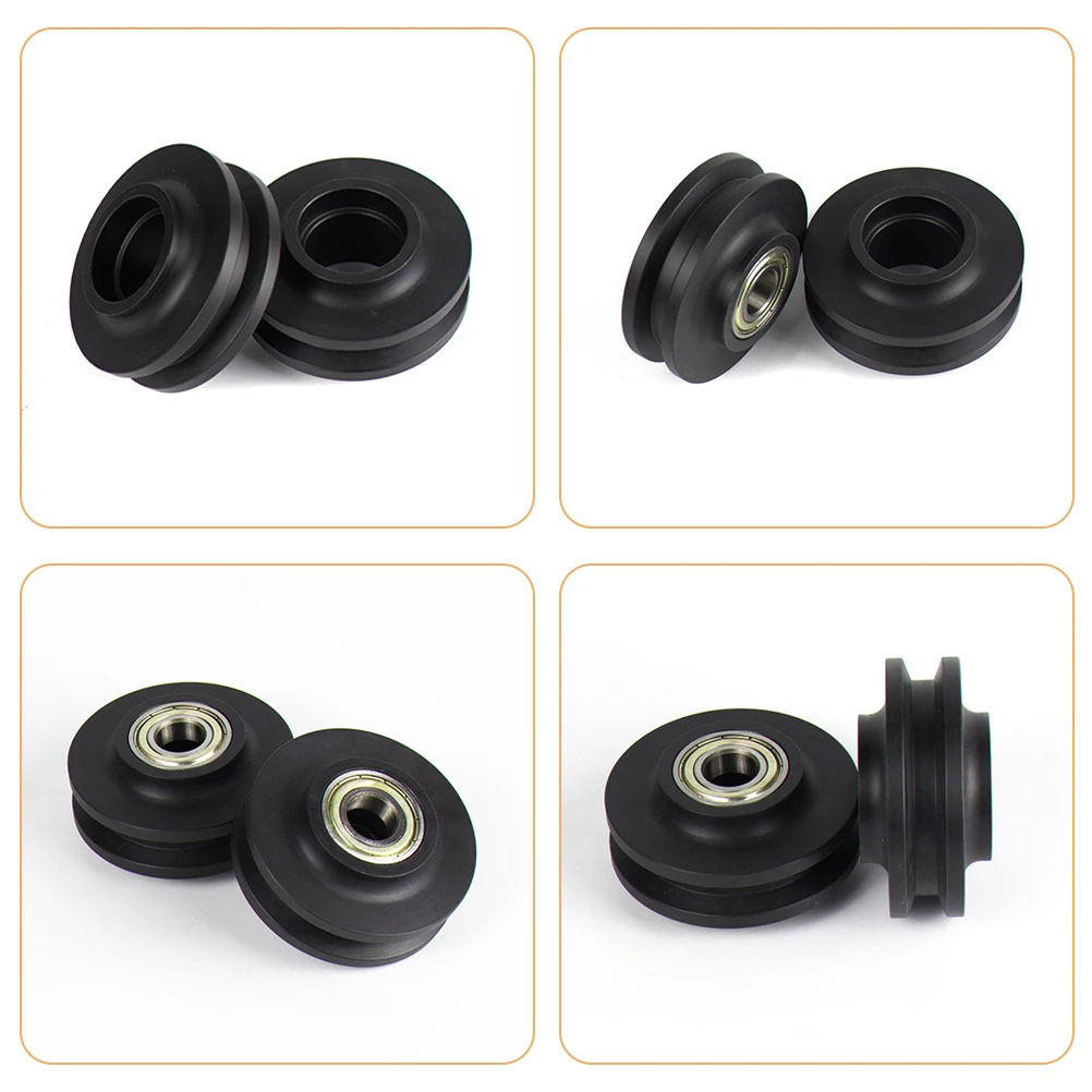

2pcs Sliding Gate Wheel Replacement Door Pulley Heavy Duty Groove Pulley Roller Rigid Caster Steel Nylon Track Wheel For Doors