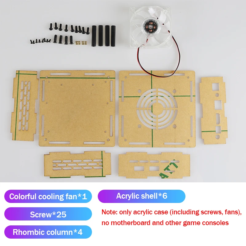 Acrylic Cooling Shell Video Game Console Modification DIY Manual Assembly with Color Cooling Fan Suitable for X Pro / X Pro max