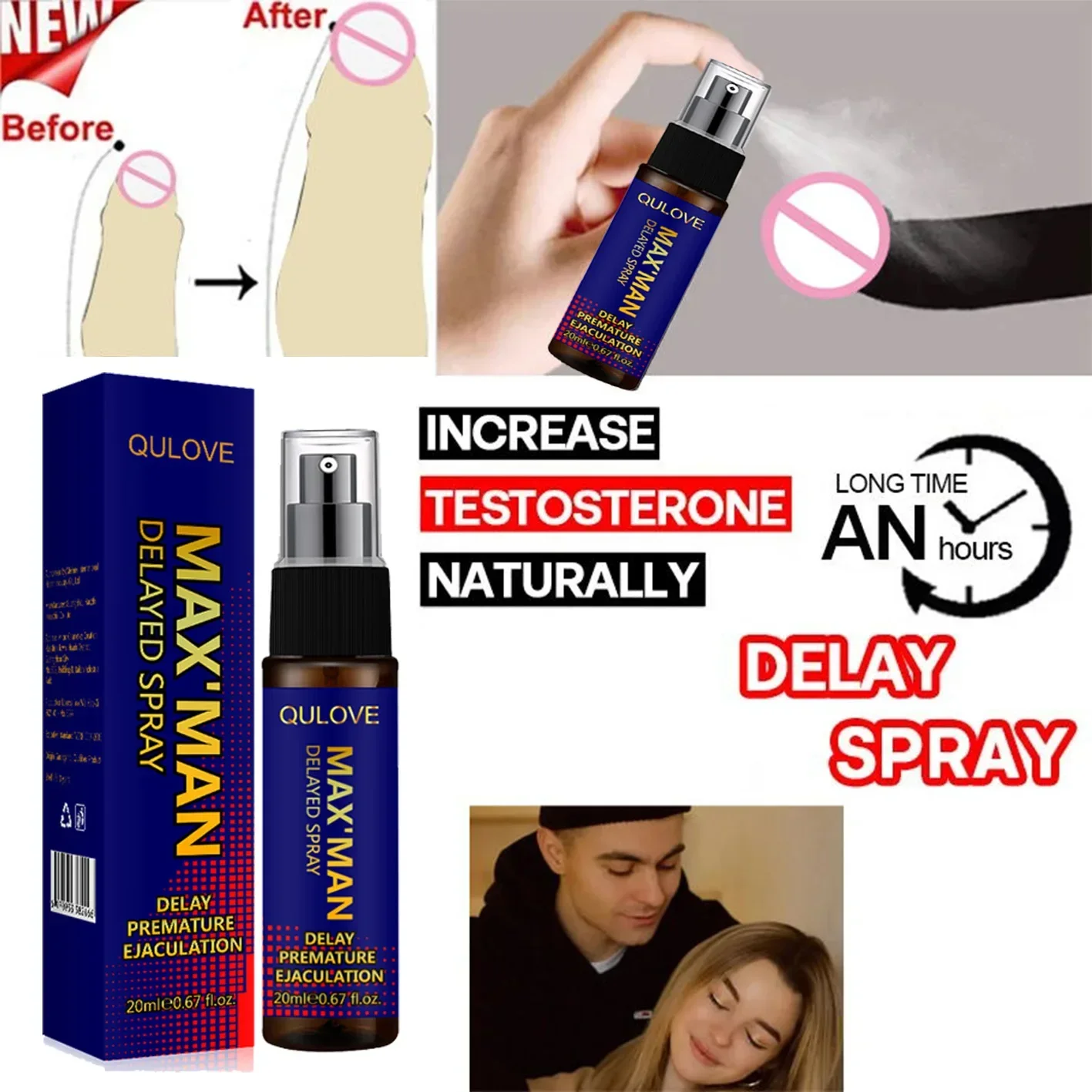 1PCS Peineili Sex Delay Spray for Men Male External Use Anti Premature Ejaculation Prolong 60 Minutes SEX Penis Enlargment Pills