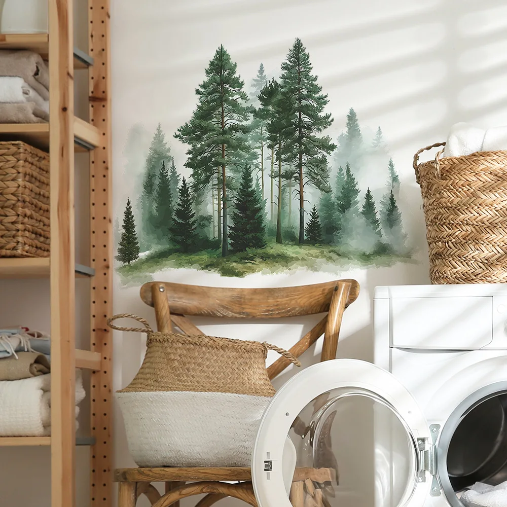 Cloud Forest Trees Pattern Wall Sticker Living Room Background Decor Mural Bedroom Decoration Self-adhesive Home Beautify Decals