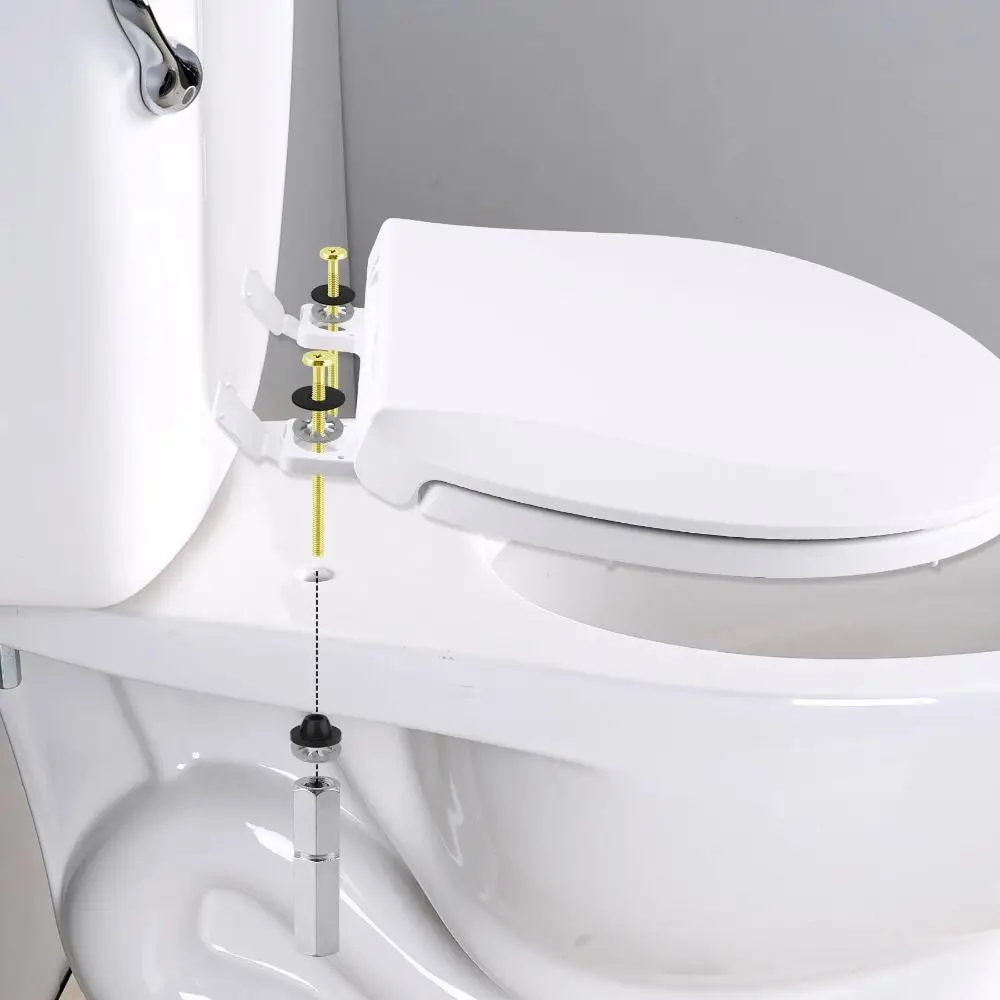 2Pcs Stainless Steel Toilet Seat Bolts Kit Rust Resistant Breakage Resistant Toilet Repair Bolts Rubber Washers Secure Fit