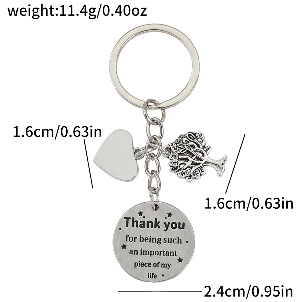 Teacher Appreciation Keychains with Engraved Charms, 4PCS