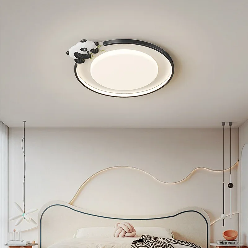 Cartoon Ceiling Light Panda Pattern Ceiling Lamp Circular LED Lights Ceiling Chandelier For Bedroom Children's Room Study