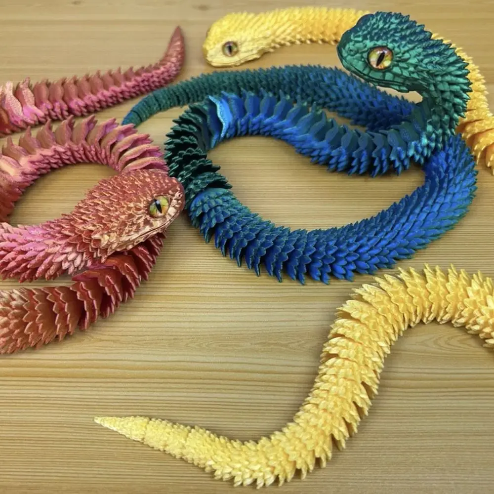 New PLA 3D Printed Snake Movable Joint Articulated Structure Simulation Snake Desktop Ornament Table Decoration