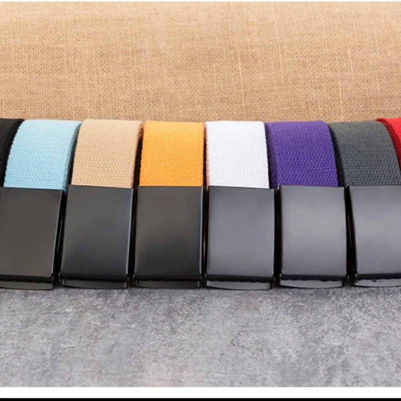 New Flip Buckle Design Waist Belt Men's Women's Solid Color Pants Belt Casual Multifunctional Canvas Waist Belt image 4