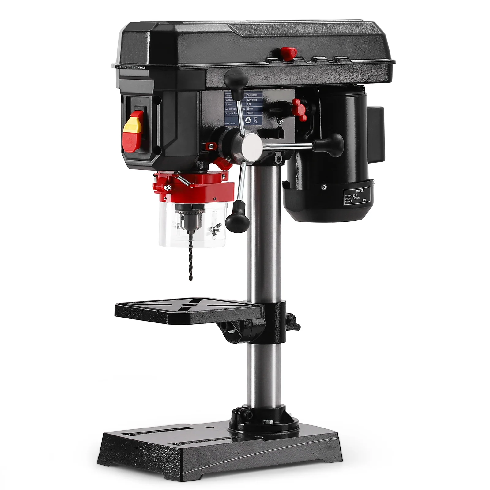 

Benchtop Drill Press, 2.5Amp Benchtop Drill Machine with 5 Speed Adjustable, 8 Inch Swing Distance 0-45° Tiltling Tabletop