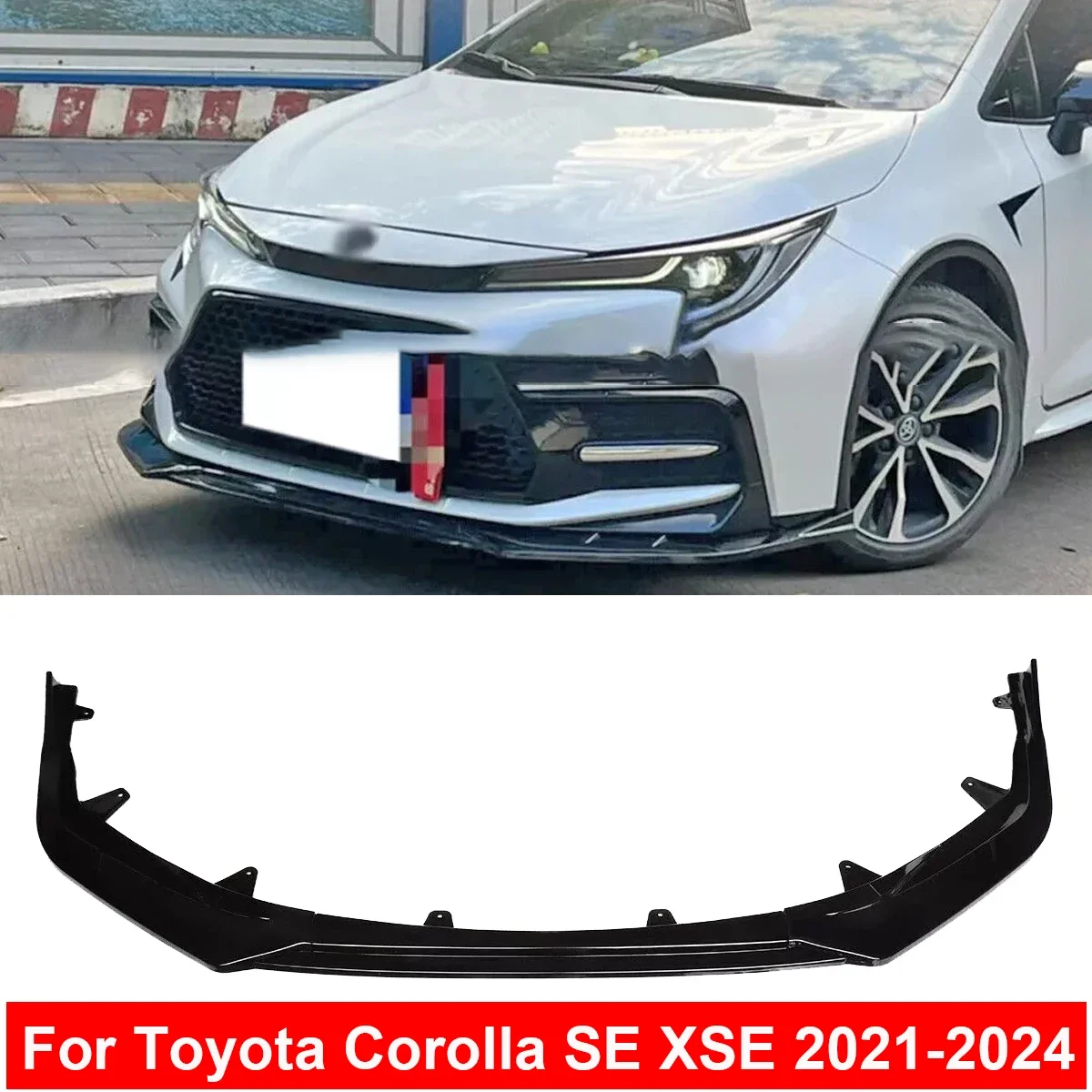 Front Bumper Lip Spoiler For Toyota Corolla SE XSE Sport ONLY 2021-2024 Splitter Detachable Body Kit Cover Guard Car Accessories