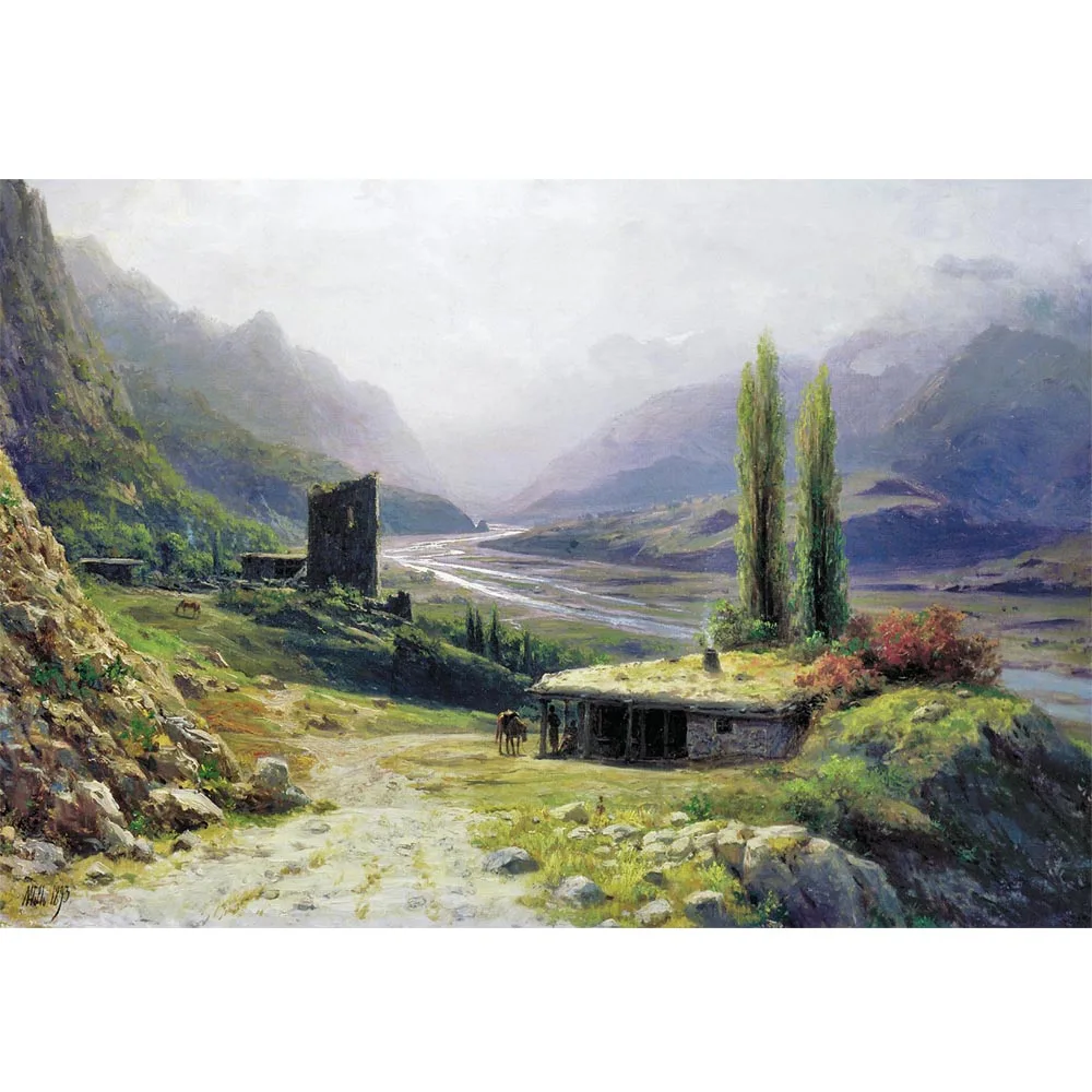 Hand painted high quality replica of Caucasian canyon by Lev Lagorio Landscape oil painting on canvas Modern decoration picture