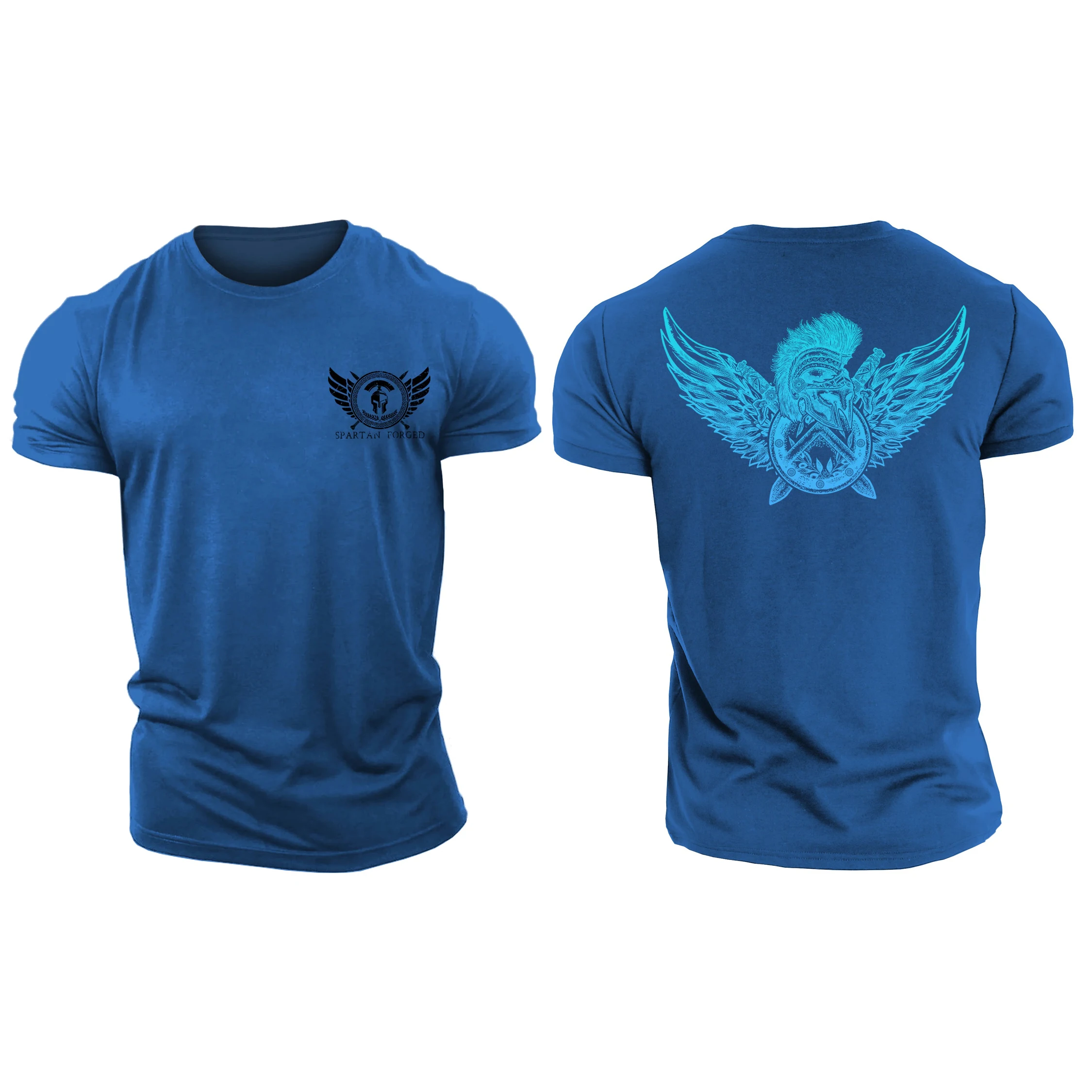 

3D Printing Short Sword - Spartan Forged - Gym T-Shirt High Quality Cotton Casual Men's Short Sleeves Top Tough Guy T-Shirt