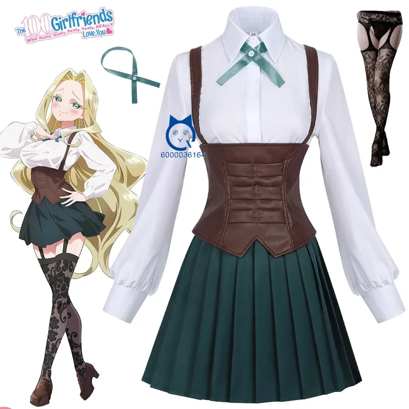 

Anime 100 Girlfriends Cosplay Costume Role Playing School Uniform Black Stockings Full Set for Women Halloween Party Comic Con