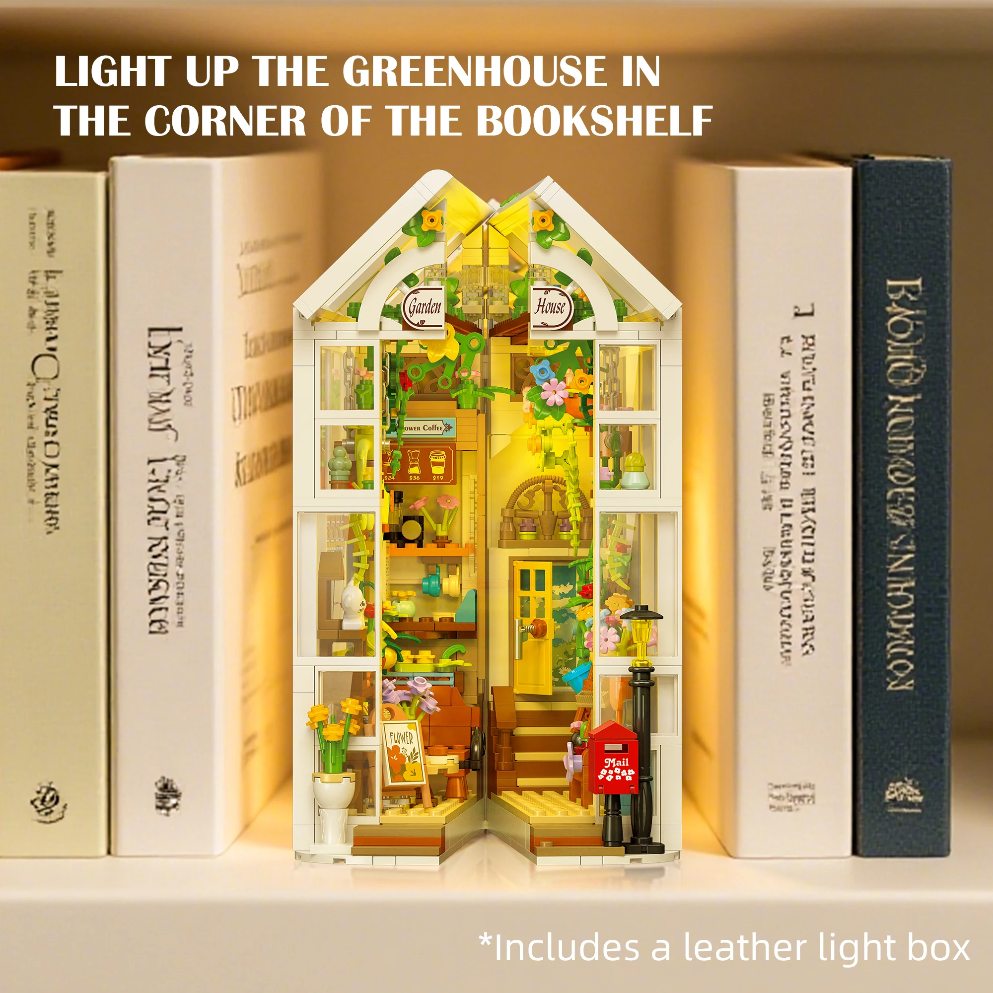 

Romantic Flower House Book Stand Building Block Set 919pcs DIY Greenhouse Book Stand Self-assemble Bricks Kits Toys