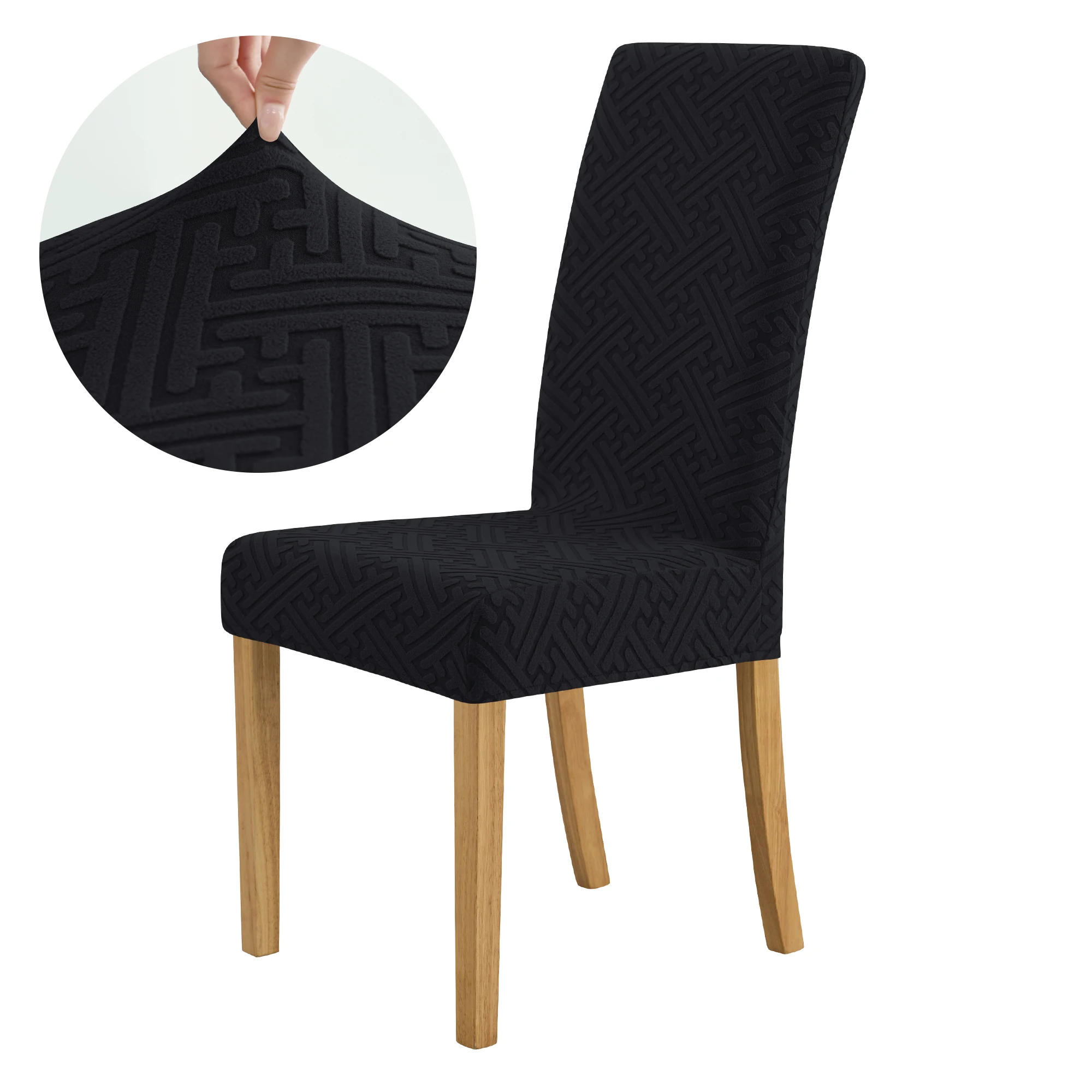 Elastic Jacquard Chair Cover For Dining Room Thick Dustproof Chair Cover Slipcover For Dining Kitchen Hotel Wedding Banquet
