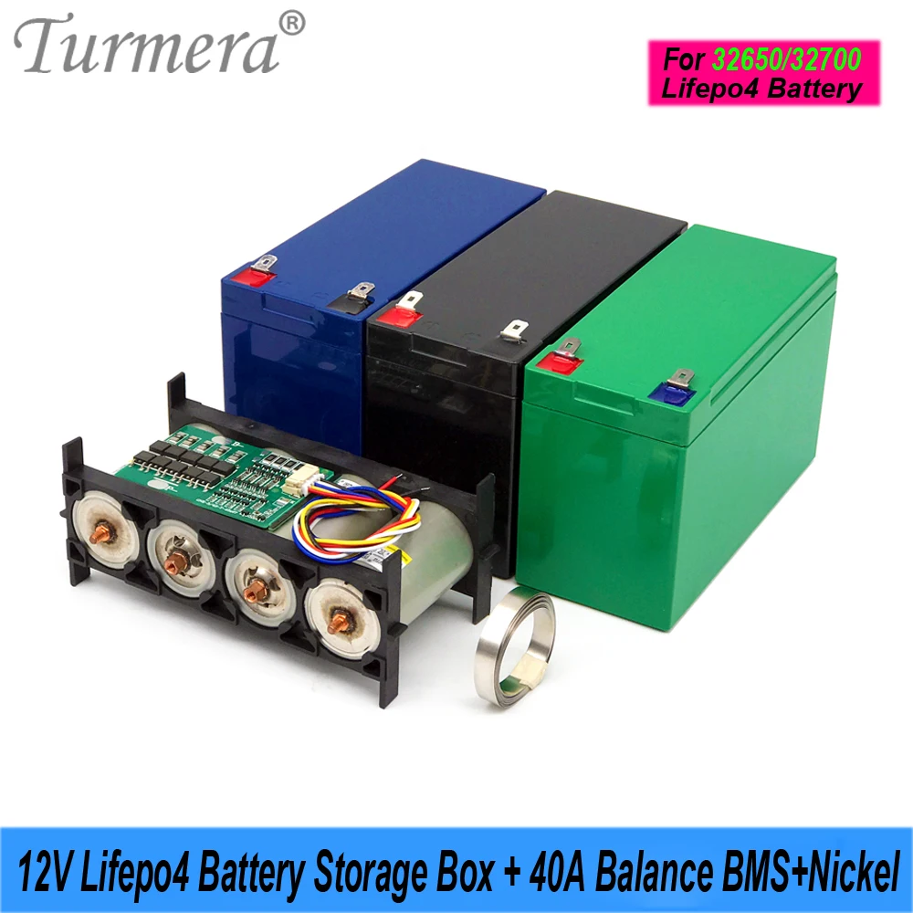 

Turmera 12V Lifepo4 Battery Storage Box 1X4 32700 Holder 12.8V 4S 40A Balance BMS with Nickel Use in 12V UPS Replace Lead-Acid