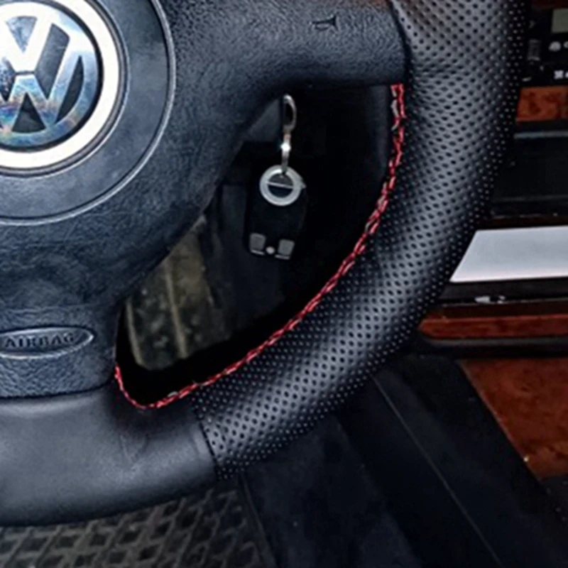 Customized Car Steering Wheel Cover Leather For Volkswagen VW Golf 4 Passat B5 1996-2003 Seat Leon 1999-2004 Polo 1999-2000 - Image 3